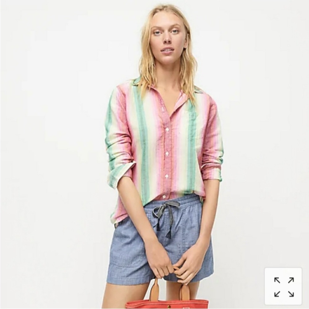 J.Crew stripe linen blend button down shirt